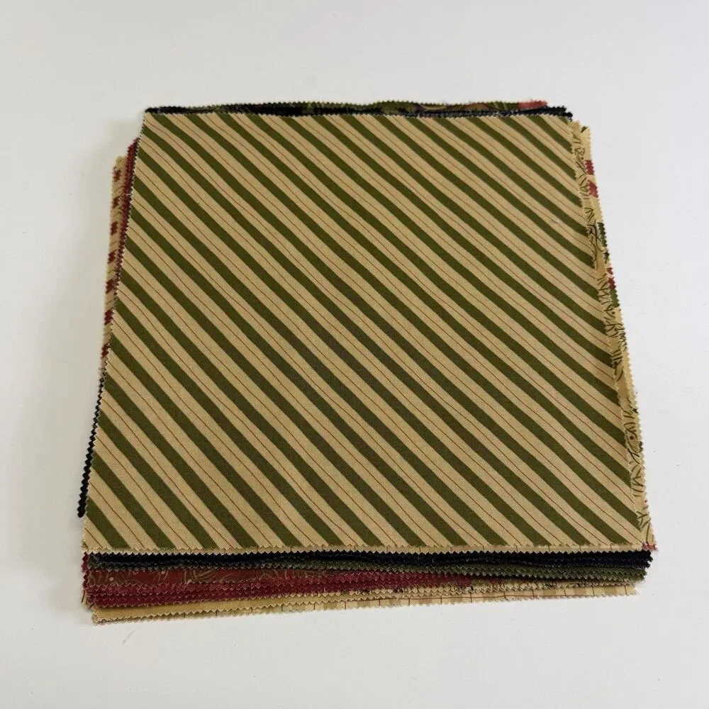 39 Pcs 10 X 10 Inch Christmas Theme Quilting Fabric Squares Floral Stripes